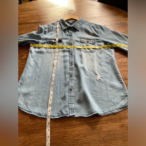 Distressed Light Blue Jeans Shirt - Picture 6 of 6